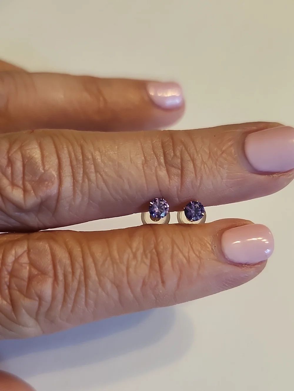 10k Solid Yellow Gold Purple Stud Earrings